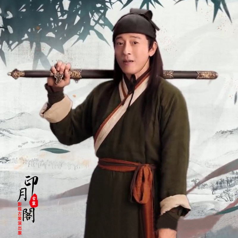 笑傲江湖同款古装男士武侠古装男剑客服破旧棉麻浪子古装