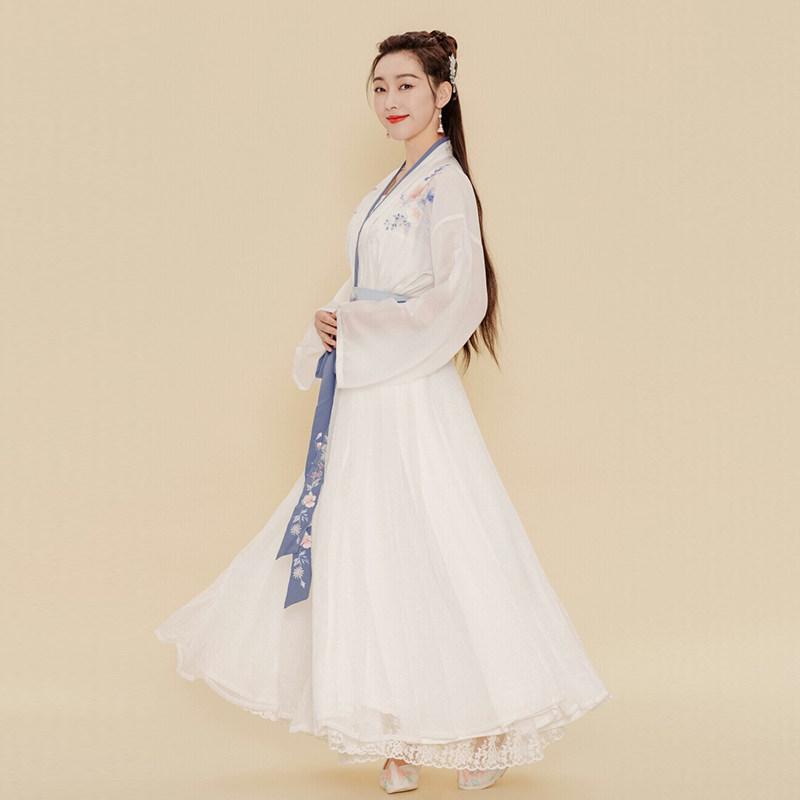 影视魏晋风飘逸白色女侠改良汉服