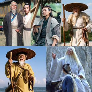 影视装男汉服群演古装武侠古装侠客服棉麻古装渔民老人古装演出服