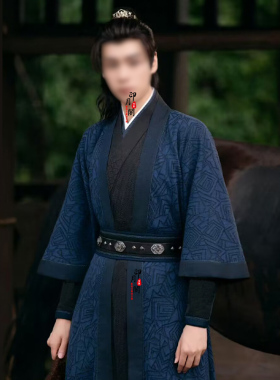 影视古装魏晋唐朝男士蓝色提花侠客服武侠大侠剑客公子服王爷古装