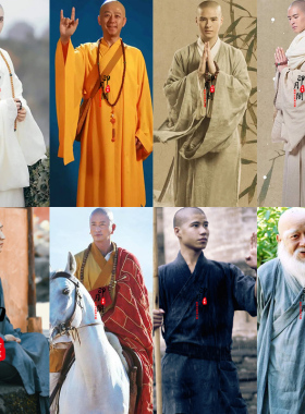 古代男士和尚武僧十八罗汉少林方丈法海白色和尚写真演出服古装