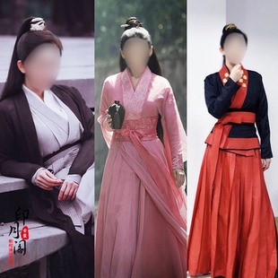 影视古装同款女侠侠女服女剑客黑色红色舞台演出服汉服