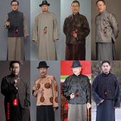 长袍上海滩大亨大佬掌柜富商知识分子古装 影视民国男士 棉麻长衫