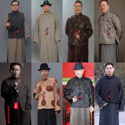 棉麻民国男士长衫长袍老爷服