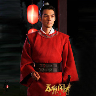 影视古装包青天展昭同款古装宋朝武侠古装侠客服红色古装男宋朝装