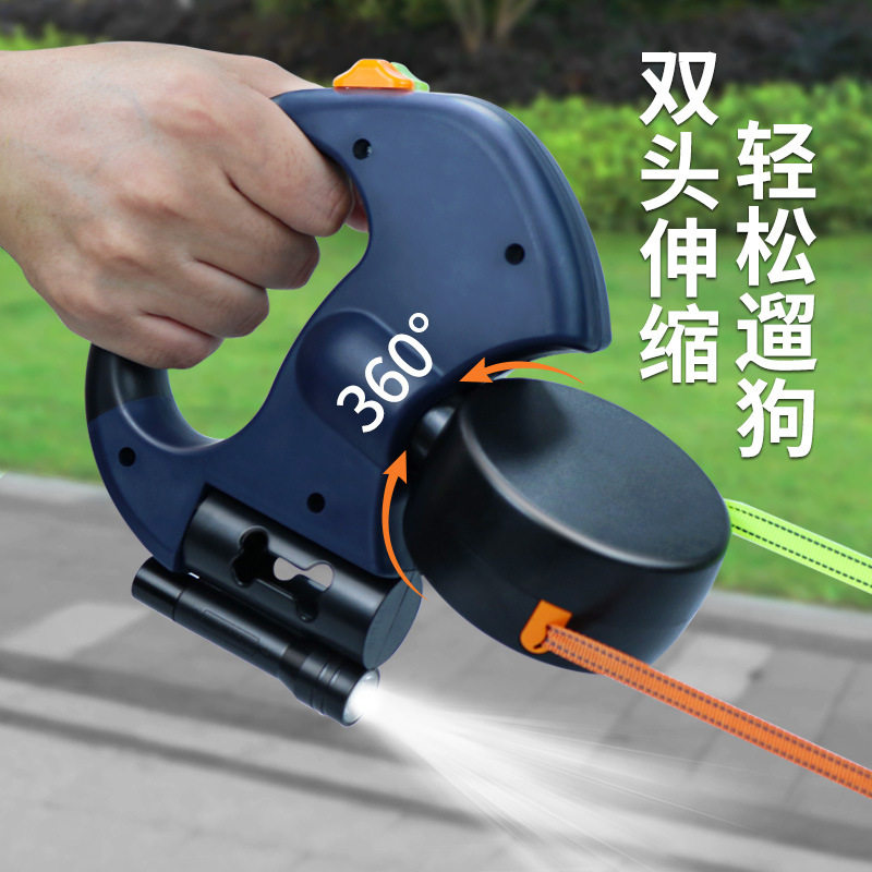 亚马逊一拖二自动伸缩牵引绳宠物双头狗链子小型狗狗二合一遛狗绳