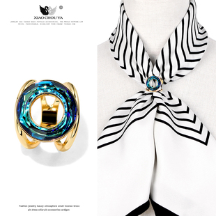 施家水晶时空穿梭圆环丝巾扣环大牌方巾扣小号高端空姐围巾扣配饰