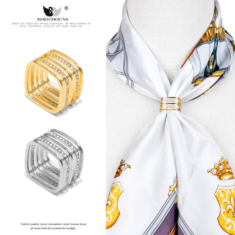 简约气质多功能方形丝巾扣高端女围巾扣披肩大衣飘带固定百搭配饰