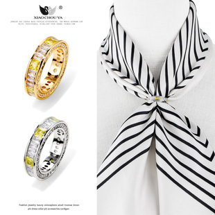 小众设计感微镶锆石丝巾扣环ins潮冷淡风围巾方巾配饰品 简约个性