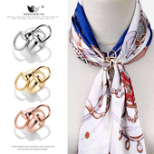 韩版 H丝巾扣环高端简约两用大方巾打结扣百搭时尚 金属马蹄扣配饰