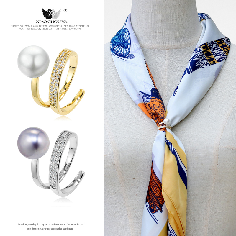 精致高级双层百搭扣环女白金镀铜