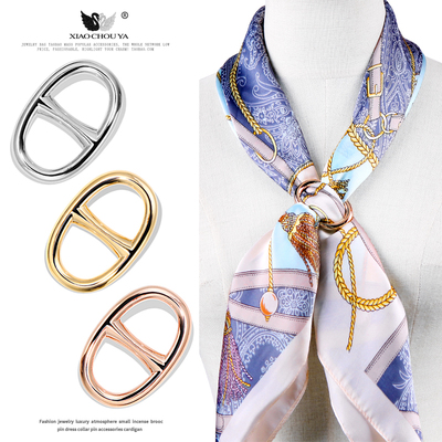 H字母猪鼻子丝巾扣衣下摆打结扣