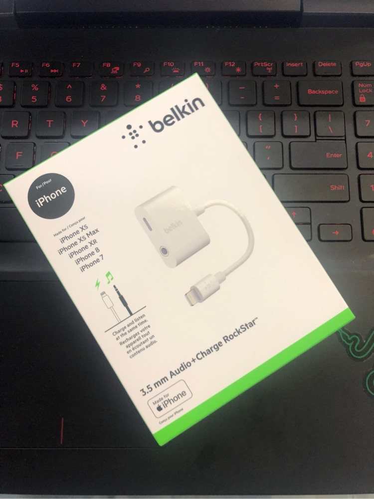 原装Belkin贝尔金iPhoneX听歌充电lightning+3.5mm二合一转接头