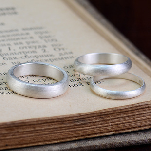 足银999纯手工古法圆弧面纯银情侣戒指素银男女文艺个性 对戒定制