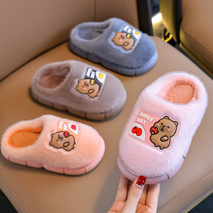 卡皮巴拉女童棉拖鞋家居亲子鞋防滑软底毛拖鞋男童宝宝棉拖鞋冬天