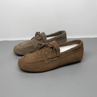 品牌撤柜真皮女鞋博肯鞋牛皮休闲鞋2026春季新款牛反绒浅口单鞋女