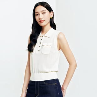 FS时髦通勤POLO领微宽松套头针织背心毛衣26春夏新款 9022A 女装