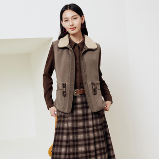 FS时尚翻领腰节抽绳收腰马甲短外套女25秋新款1051A