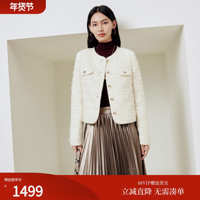 firststation优雅圆领小香风宽松保暖短款羽绒服女25冬新款Y133A