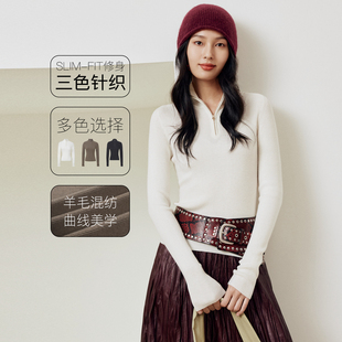 firststation时尚百搭半高领修身套头针织毛衣女25秋新款9502A