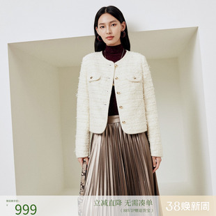 firststation优雅圆领小香风宽松保暖短款羽绒服女25冬新款Y133A