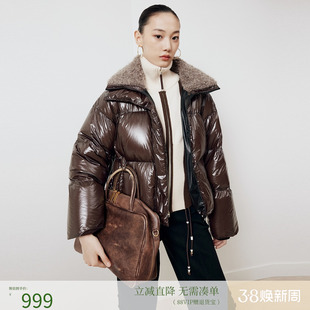 firststation时尚翻领拉链款面包服短款羽绒服女25冬新款Y130A