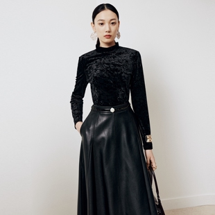 firststation时尚百搭高领丝绒长袖打底衫上衣女25冬新款5522A