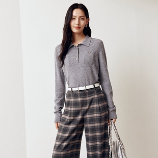 firststation休闲翻领羊毛宽松长袖套头针织毛衣女25秋新款9537A