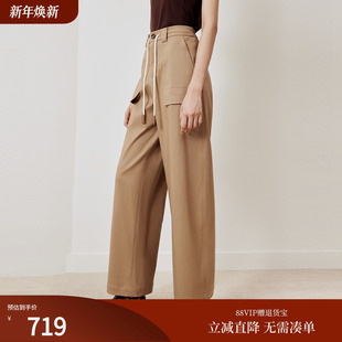 女25冬新款 firststation时尚 休闲裤 风宽松长款 6428A 通勤抽绳工装