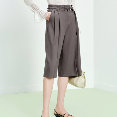 FS复古高腰双耳仔宽松直筒大阔腿七分休闲裤26春夏新款女装6321A