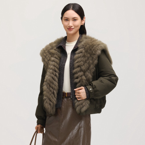 FS复古翻领大毛领工装风宽松短款派克羽绒服2026冬新款女装Y168A