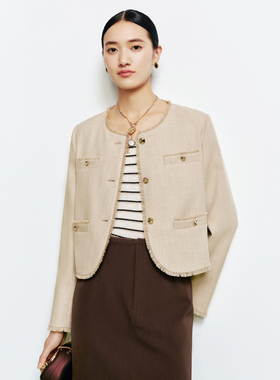 FS经典圆领小香风金葱拉毛流苏直身型短外套26春夏新款女装1228A