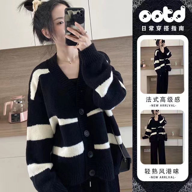 其他针织单排扣V领开衫