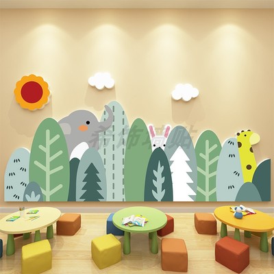 幼儿园环创材料森林动物主题文化墙贴成品教室布置托管班墙面装饰