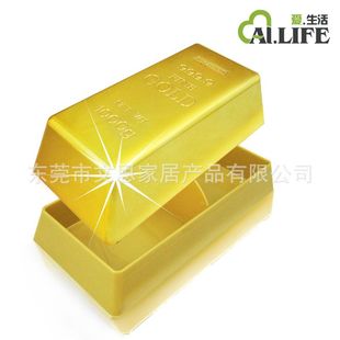 收纳盒名片盒圣诞节制日摆件黄金金砖家居金条塑料糖果盒