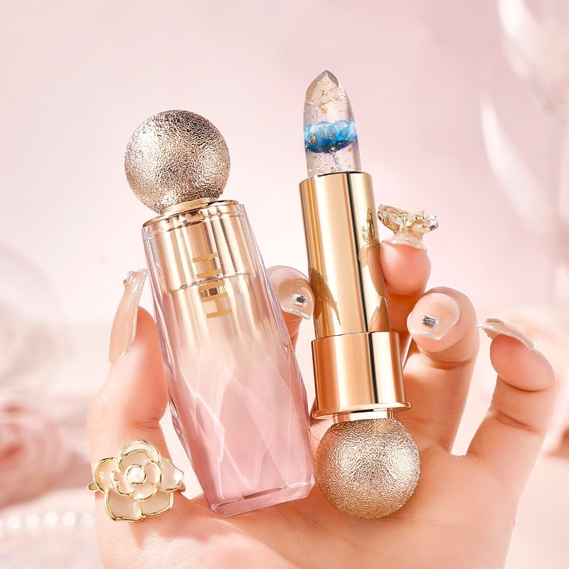 花瓣晶钻变色口红不沾杯不掉色持久温变润唇膏女滋润保湿孕妇可用