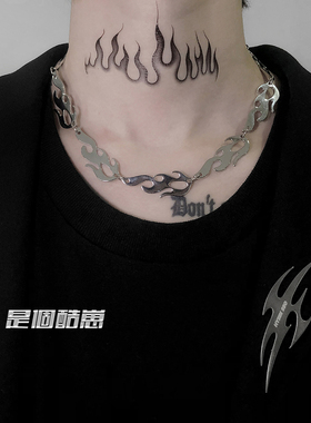 是个酷崽火焰挂坠项链ins土酷