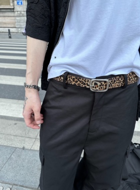 ins 设计风野性辣妹y2k豹纹装饰pu皮带腰带男女同款