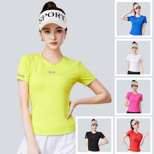 2024广场舞服装新款短袖速干高弹瑜伽服跑步运动舞蹈团体表演服女