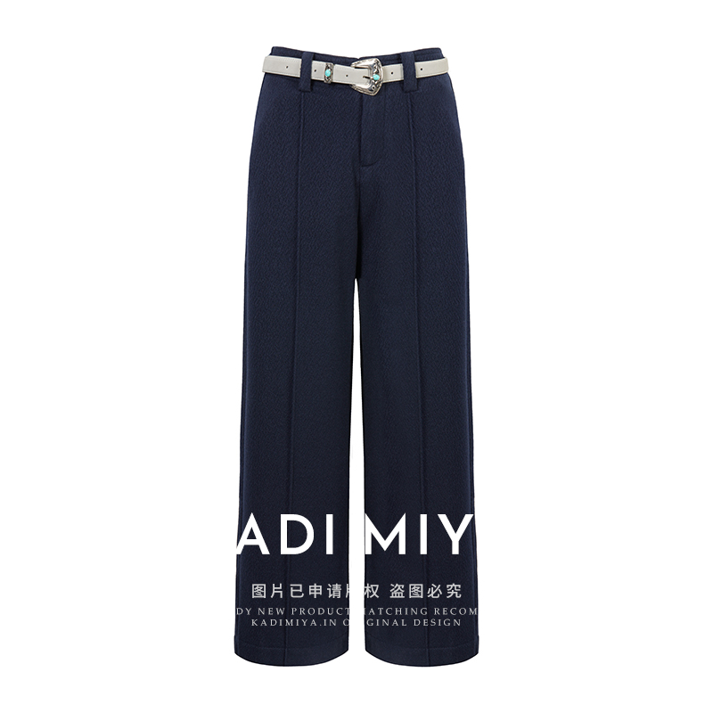 KADIMIYA【COCO】法式肌理感羊毛混纺直筒休闲裤百搭藏肉长裤女