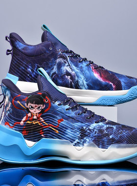 新款哪吒高帮运动篮球鞋夜光网面卡通学生男KT7缓震训练实战球鞋8