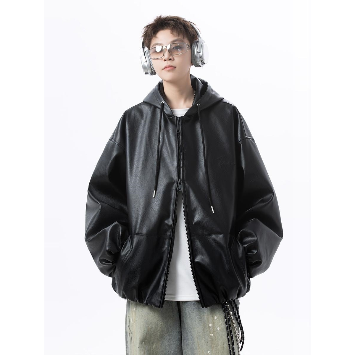 美式高级感皮衣外套男2025春秋冬季ins新款cleanfit百搭连帽夹克
