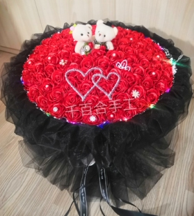 成品新款顺丰99朵手工花丝带玫瑰花束蓝色妖姬七夕生日情人节礼物