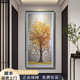 玄关新款 装 饰画入户走廊别墅过道轻奢壁画高档大气发财树刺绣挂画