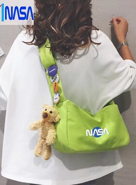 NASA联名斜挎包女胸包运动腰包休闲单肩手提包纯色时尚帆布背包男