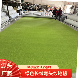 厚地毯翠绿色戏曲台毯家居地毯防火防阻燃素色蓬松软毛B1级防阻燃