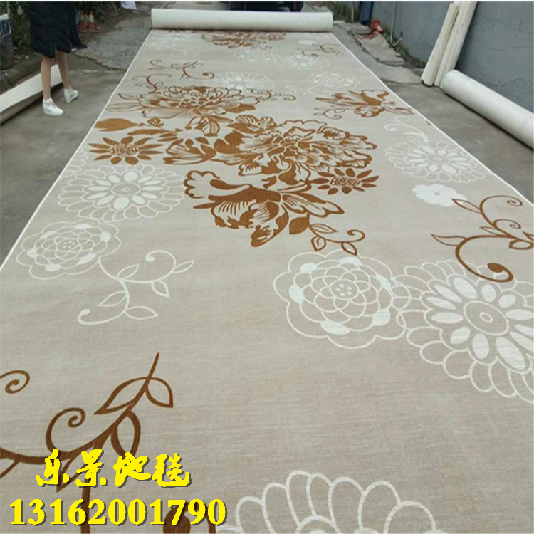 家居素色简约呢绒印花地毯影厅走廊包房满铺防滑隔音装饰加厚地毯