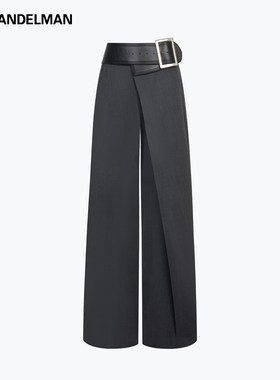 ANN ANDELMAN官方直营宽腰带西裤女设计感阔腿垂感灰色百搭休闲裤