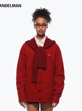 【新年系列】ANN ANDELMAN红色毛衣开衫外套秋冬披肩针织上衣宽松