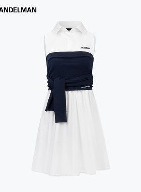 ANN ANDELMAN官方直营2025新款白色无袖中长版拼接毛织抹胸洋装